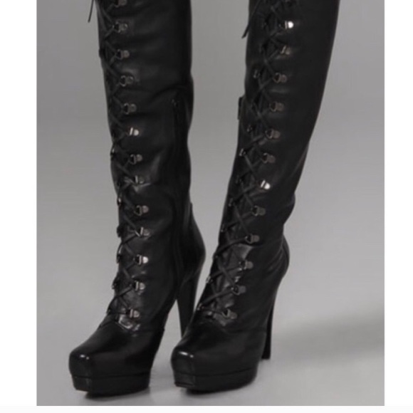 COPY - Stewart Wiseman Black leather over the knee boot!